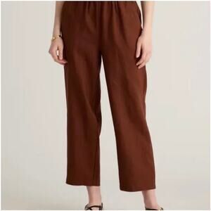 Quince 100% European Linen Tapered Ankle Pants Chocolate